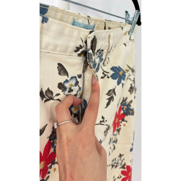 $140 Mumu Blue‎ Floral Distressed Skinny Jeans Women's White Red Blue Flower - Picture 5 of 10